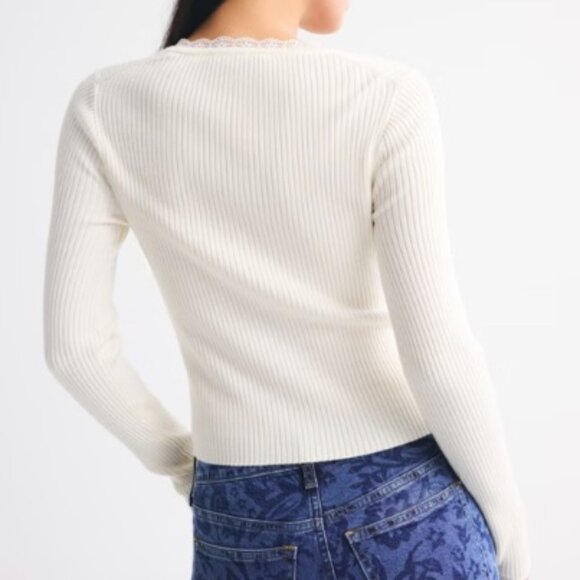 A&F Lace-Trim Cardigan - XSMALL - NWT - Picture 2 of 3